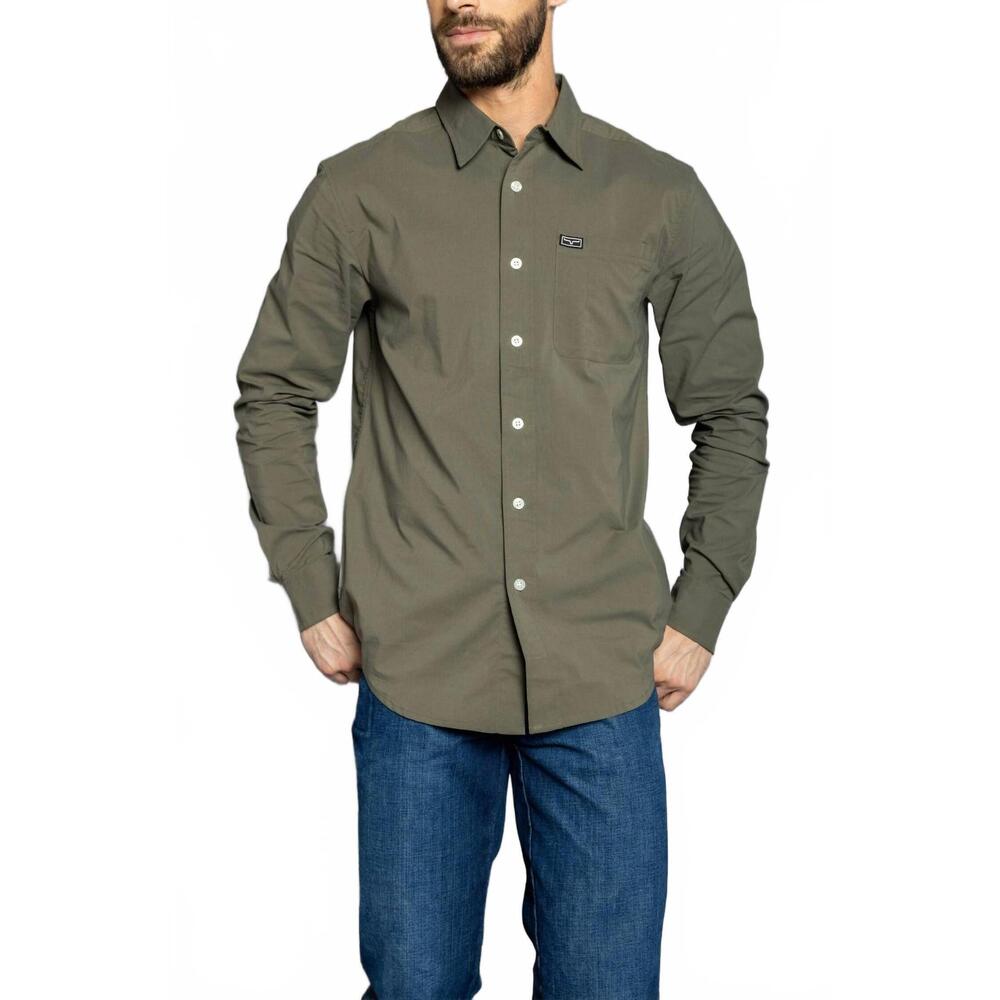 NEW KIMES linville long sleeve-dress shirt in army